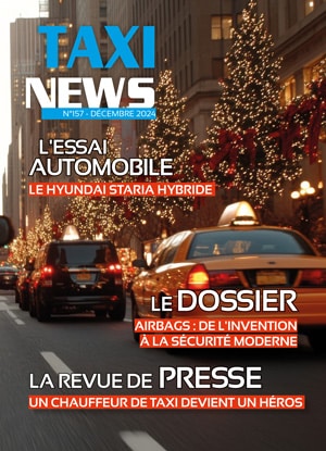 Couverture du magazine Taxi News avec un Taxi à New York à Noel